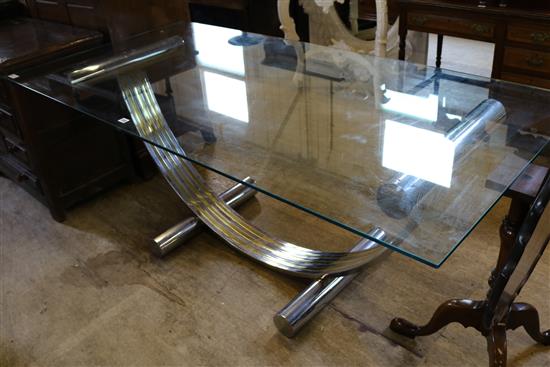 Glass top chrome base table